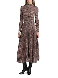 Leopard Jersey Mock-Turtleneck Top