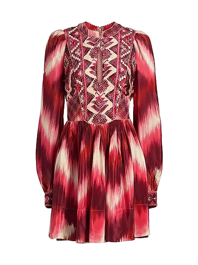 Amanda Stripes Tapestry Abstract-Print Minidress