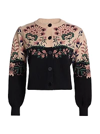 Belle Garden Floral Knit Crewneck Cardigan