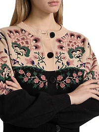 Belle Garden Floral Knit Crewneck Cardigan