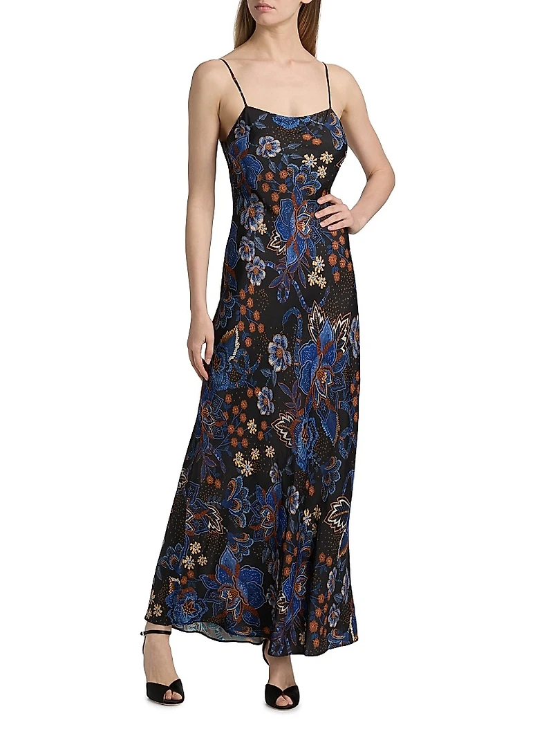 Snakes Bouquet Printed Maxi Slipdress