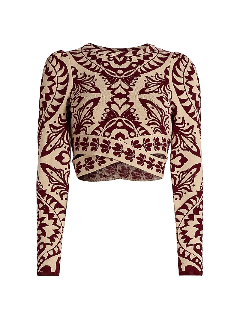 Pineapple Love Intarsia-Knit Crop Sweater