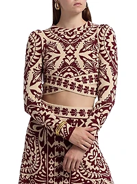 Pineapple Love Intarsia-Knit Crop Sweater