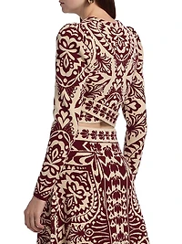 Pineapple Love Intarsia-Knit Crop Sweater