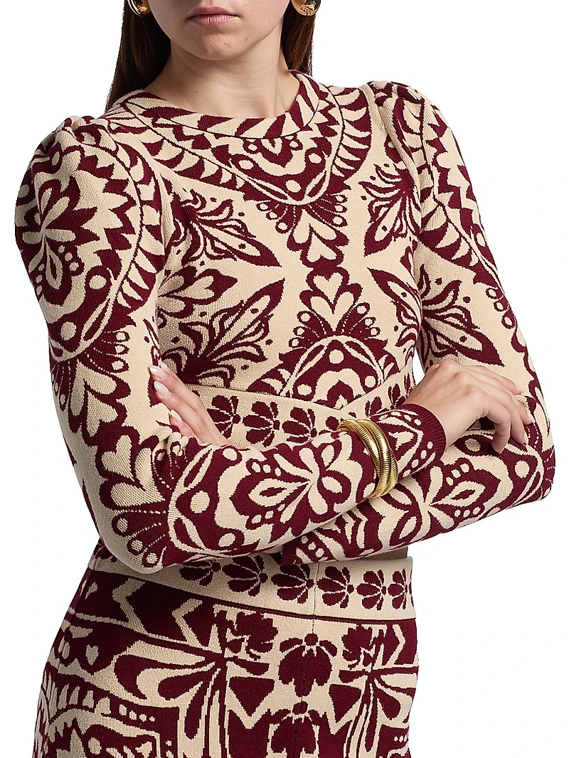 Pineapple Love Intarsia-Knit Crop Sweater