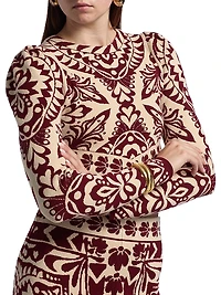 Pineapple Love Intarsia-Knit Crop Sweater