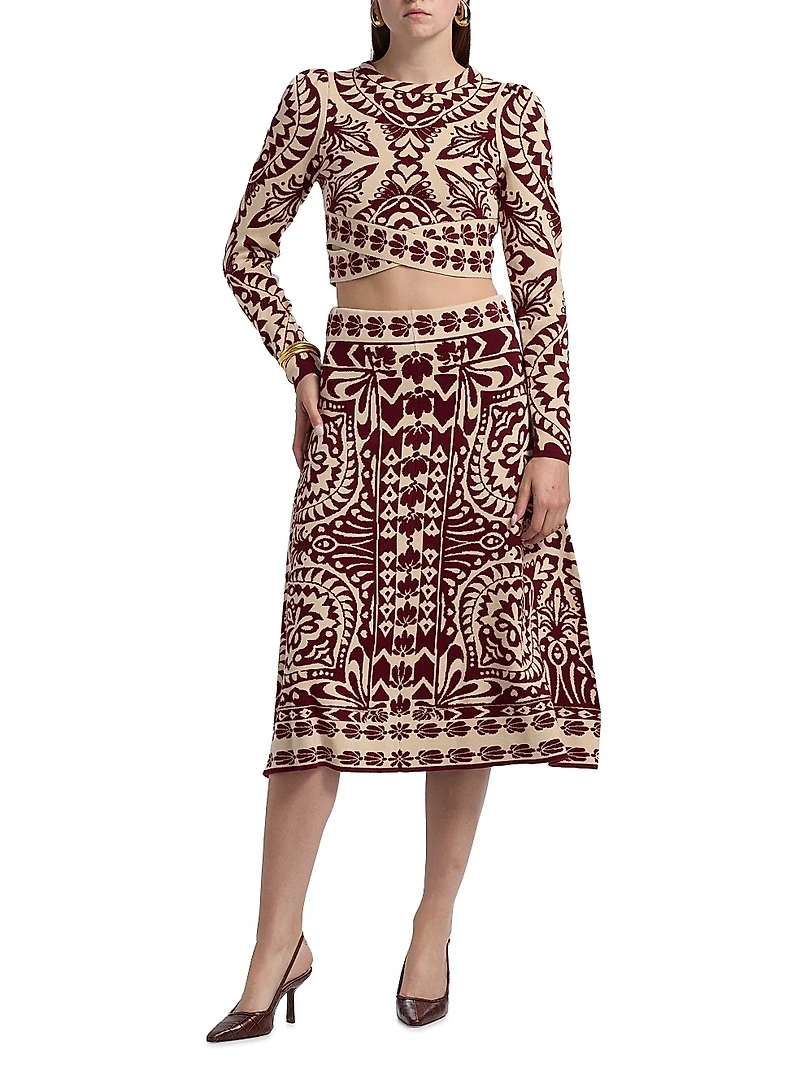 Pineapple Love Intarsia-Knit Crop Sweater