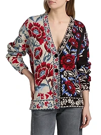 Valentina Floral Knit V-Neck Cardigan