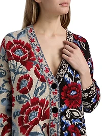 Valentina Floral Knit V-Neck Cardigan