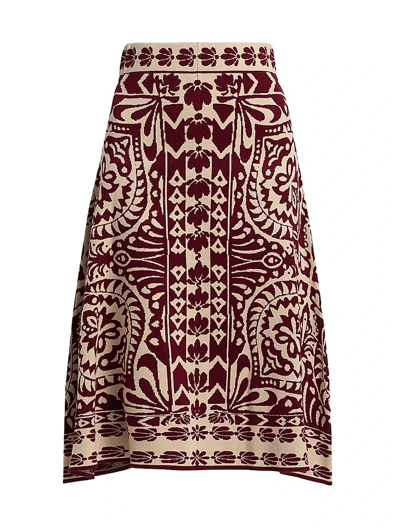 Pineapple Love Intarsia-Knit Midi-Skirt