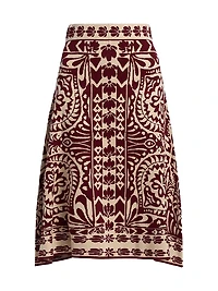 Pineapple Love Intarsia-Knit Midi-Skirt