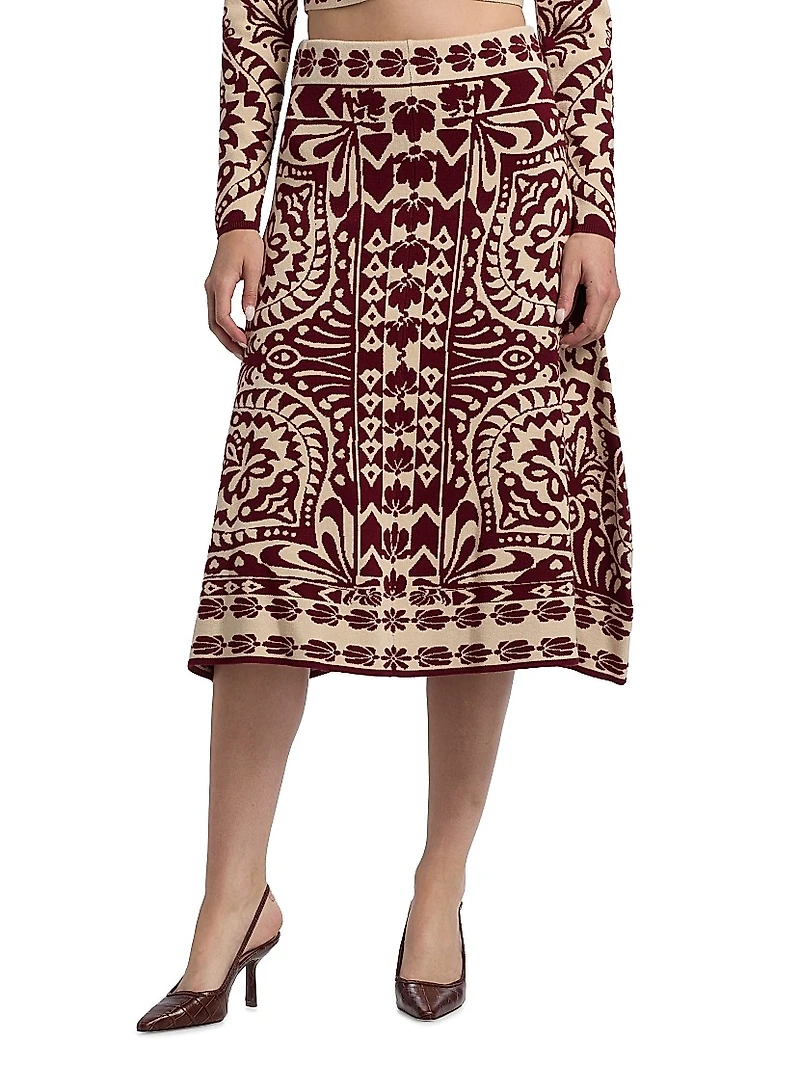 Pineapple Love Intarsia-Knit Midi-Skirt