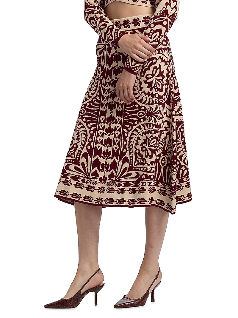 Pineapple Love Intarsia-Knit Midi-Skirt