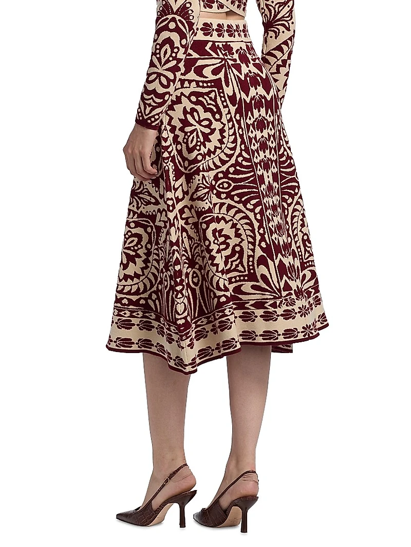 Pineapple Love Intarsia-Knit Midi-Skirt