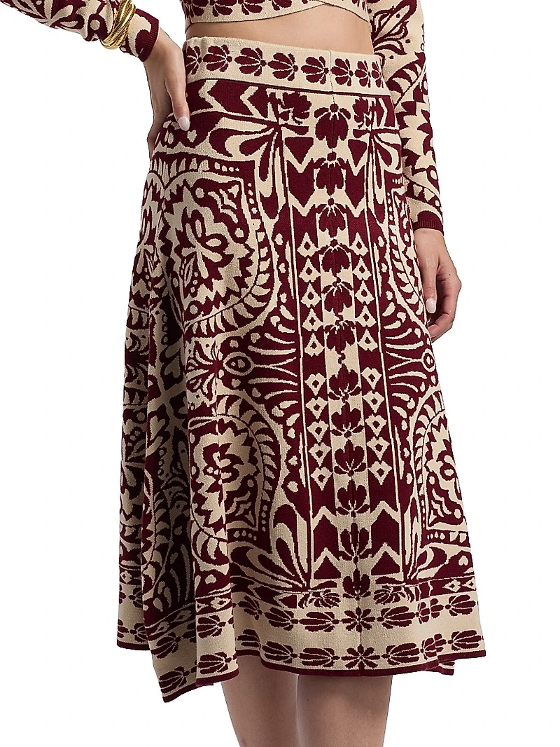 Pineapple Love Intarsia-Knit Midi-Skirt