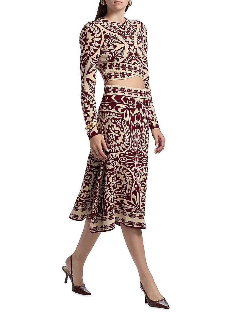 Pineapple Love Intarsia-Knit Midi-Skirt