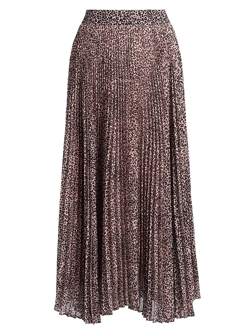 Leopard-Print Pleated Midi-Skirt