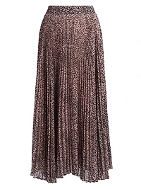 Leopard-Print Pleated Midi-Skirt