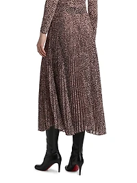 Leopard-Print Pleated Midi-Skirt