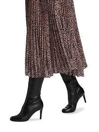 Leopard-Print Pleated Midi-Skirt