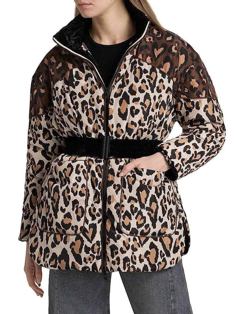 Marvelous Garden Floral Velour Belted Puffer Jacket