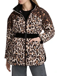 Marvelous Garden Floral Velour Belted Puffer Jacket