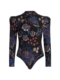 Snakes Bouquet Floral Rib-Knit Bodysuit