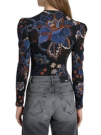 Snakes Bouquet Floral Rib-Knit Bodysuit