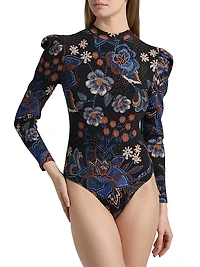 Snakes Bouquet Floral Rib-Knit Bodysuit