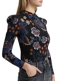 Snakes Bouquet Floral Rib-Knit Bodysuit