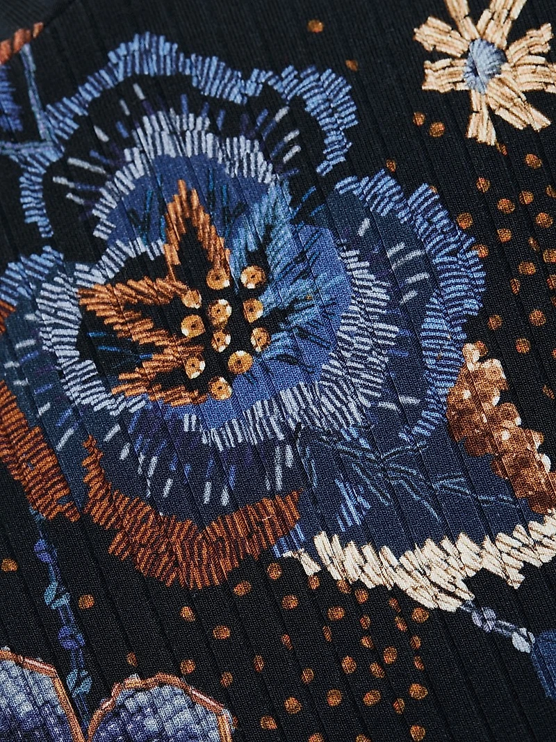 Snakes Bouquet Floral Rib-Knit Bodysuit