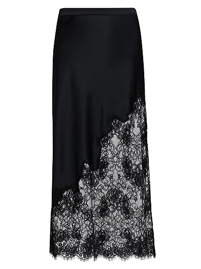 Silk Lace-Trimmed Midi-Skirt
