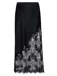 Silk Lace-Trimmed Midi-Skirt