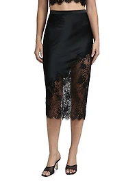 Silk Lace-Trimmed Midi-Skirt