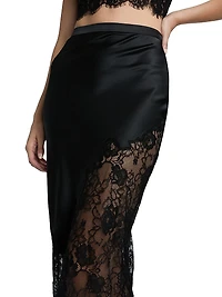 Silk Lace-Trimmed Midi-Skirt