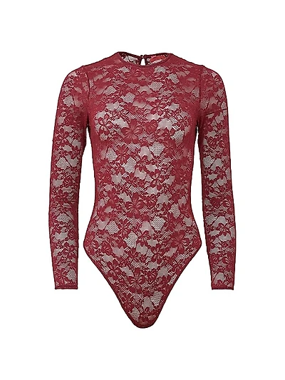Le Stretch Lace Long-Sleeve Bodysuit