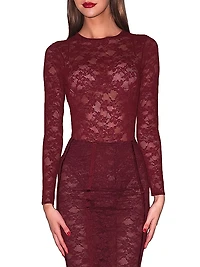 Le Stretch Lace Long-Sleeve Bodysuit