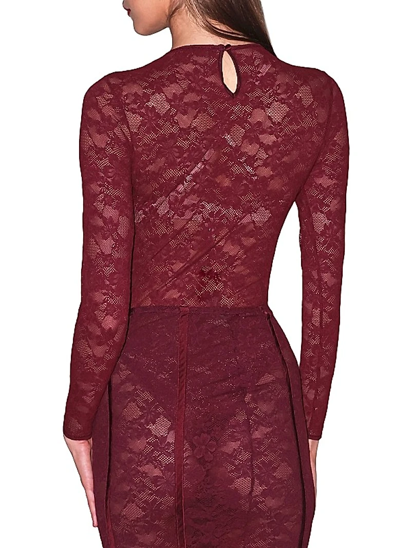Le Stretch Lace Long-Sleeve Bodysuit