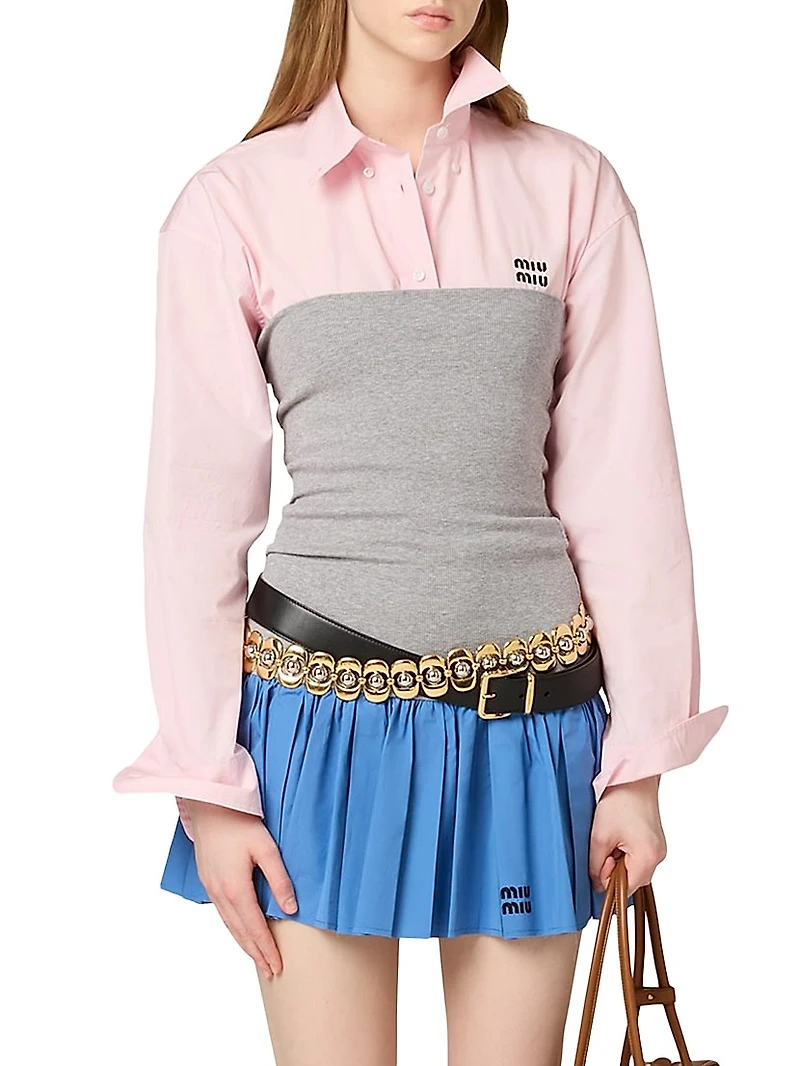 Poplin and Jersey Miniskirt