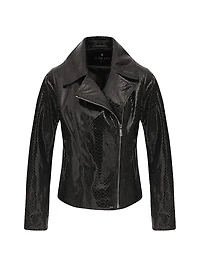 Metis Suede Python Printed Moto Zip Jacket
