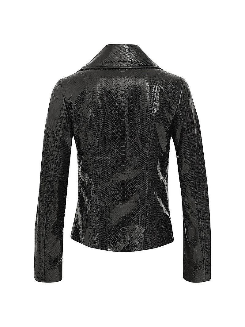 Metis Suede Python Printed Moto Zip Jacket