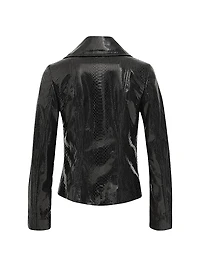Metis Suede Python Printed Moto Zip Jacket
