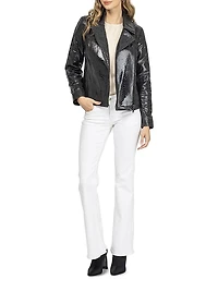 Metis Suede Python Printed Moto Zip Jacket