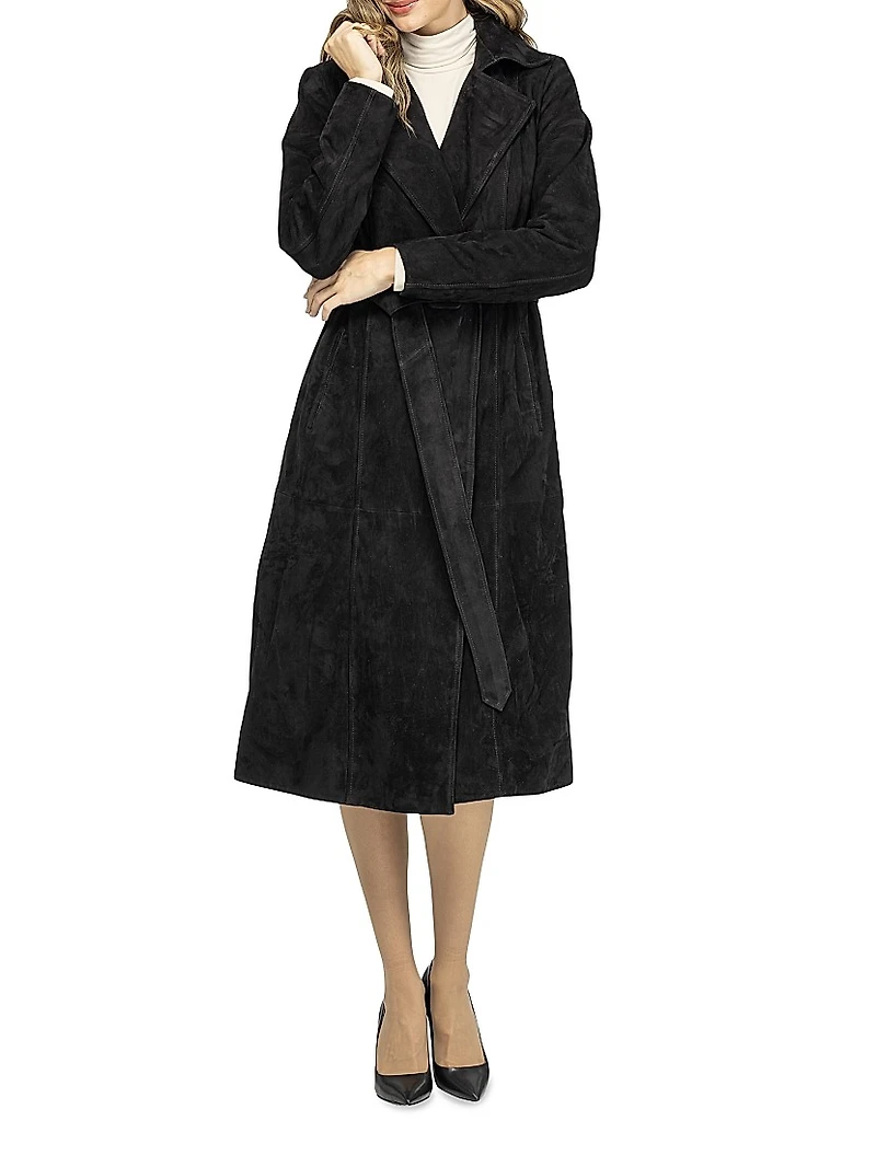 Metis Suede Belted Trench Coat