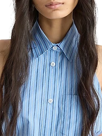 Sleeveless Striped Poplin Shirt Dress