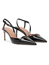 Valeria 70MM Patent Leather Slingback Pumps