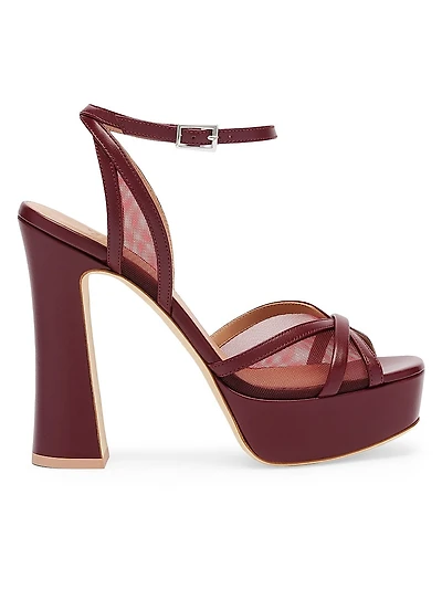 Sylvie 125MM Mesh & Leather Platform Sandals