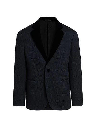 Houndstooth Velvet Blazer