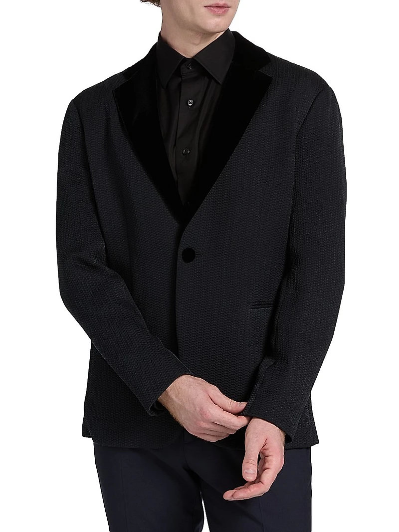 Houndstooth Velvet Blazer