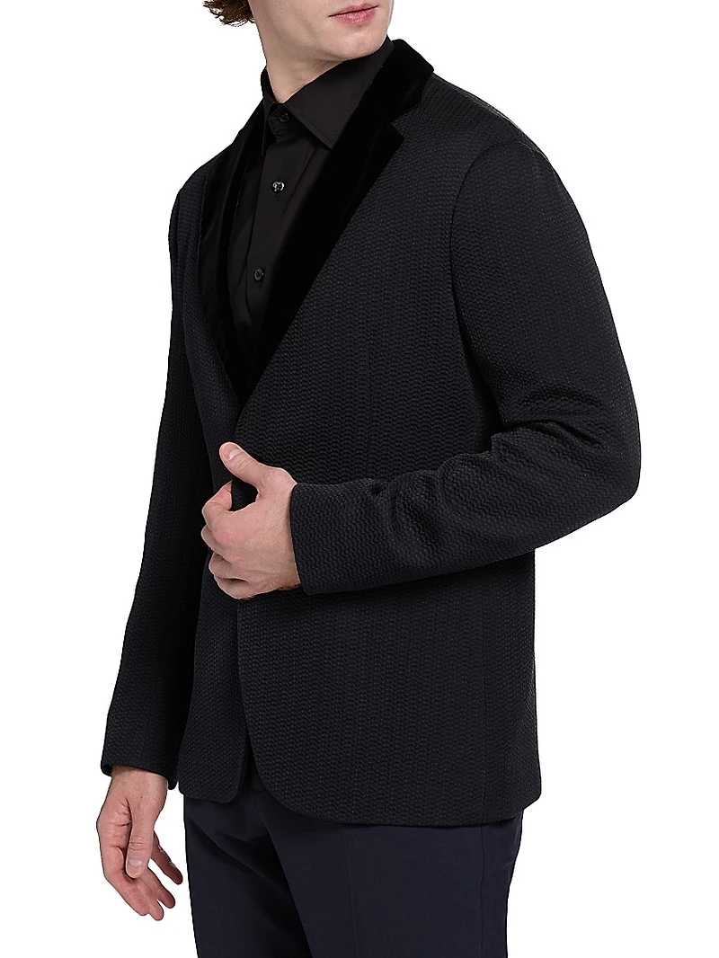 Houndstooth Velvet Blazer